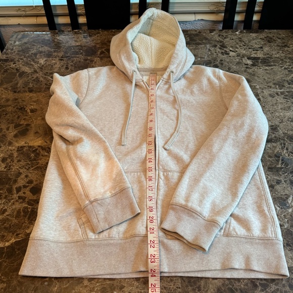 Women's Hoodie Jacket Zip Up Size L Cream and White Athletic Winter Fall - Picture 4 of 9